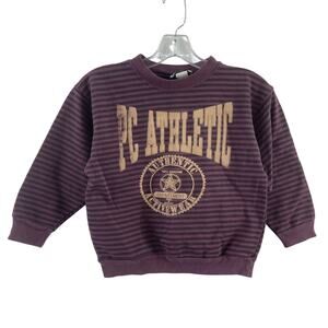 Playclothes VTG 80s Purple Striped Cotton Pullover Sweatshirt Unisex Kids Medium